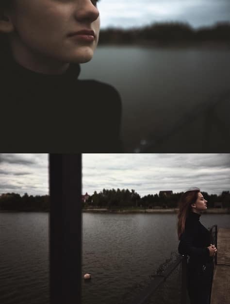 A still shot from the movie showing the protagonist in a moment of intense reflection, with dramatic lighting highlighting their emotional state.